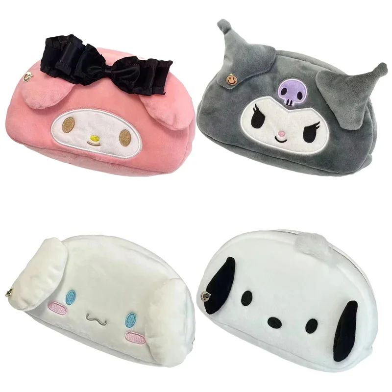 

Sanrioed Anime My Melody Cinnamoroll Kuromi Purin Dog Plush Soft Makeup Bag Kawaii Portable Large Capacity Storage Cosmetic Bag