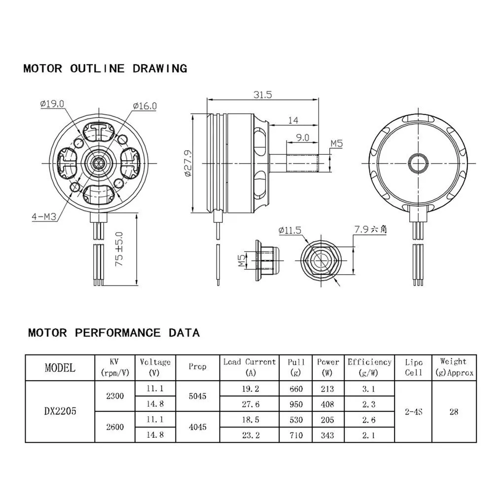 2Pcs/4Pcs DX2205 2205 2600KV 2-4S CW/CCW Brushless Motor for QAV250 Wizard X220 280 RC FPV Drone Airplane Helicopter Multicopter