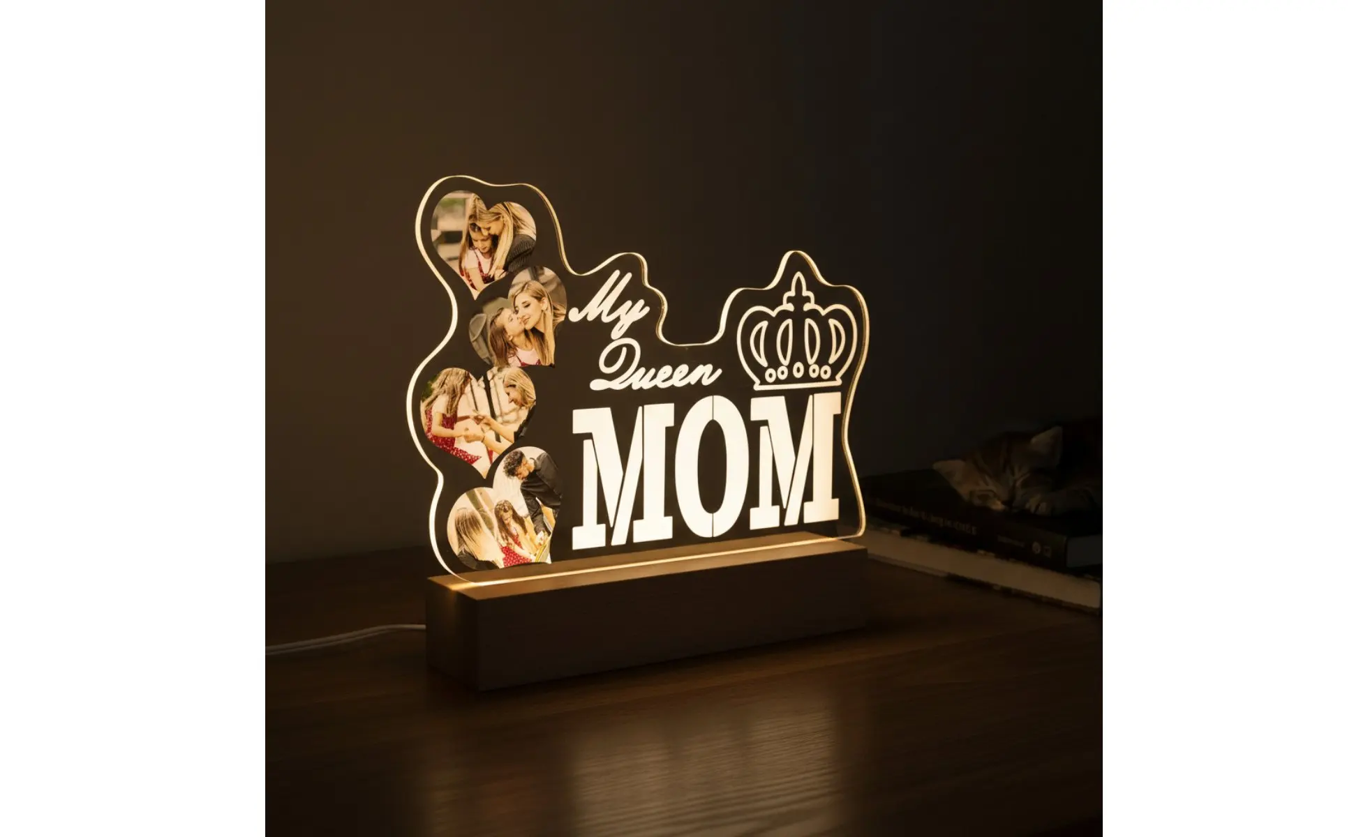 Personalized Photo Night Lamp Mother's Day Gift Acrylic Illuminated Lamp Engraved Acrylic Night Lamp Plug-in Powered Mom Photo