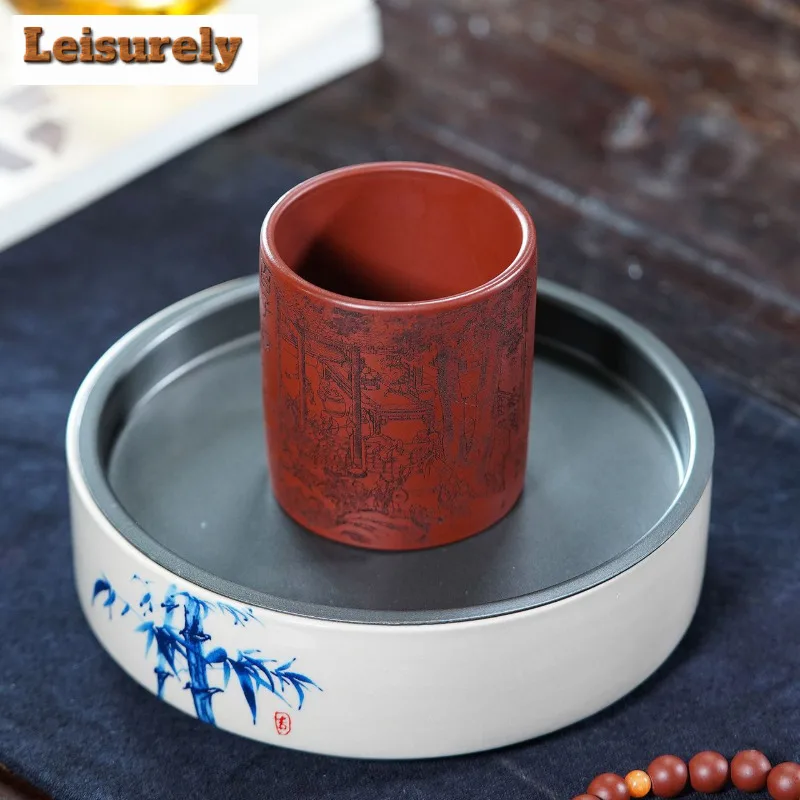 170ml Yixing Zisha Hundred Sons Pattern Teacup Retro Tea Bowl Cup For Tea Tea-tasting Smelling Cup Chazhan Master Cups Drinkware
