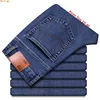Fashion European American Style Stretch Men Jeans Luxury Men's Denim Pants Slim Straight Deep Blue Gentleman Size 28-38 Slacks 1