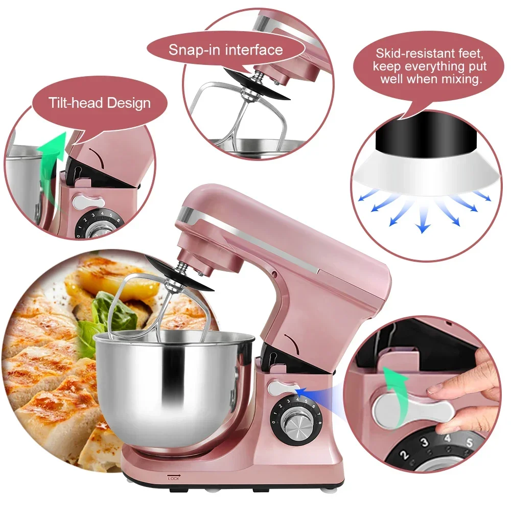 Silent 7L Stainless Steel Bowl Baking Dough Mixer 1300w Electric Food Professional Compact Stand