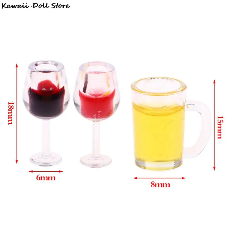 1:12 Dollhouse Miniature Wine Glass Mini Red Wine Cup Model For OB11 BJD Doll House Kitchen Restaurant Decor Accessories 5