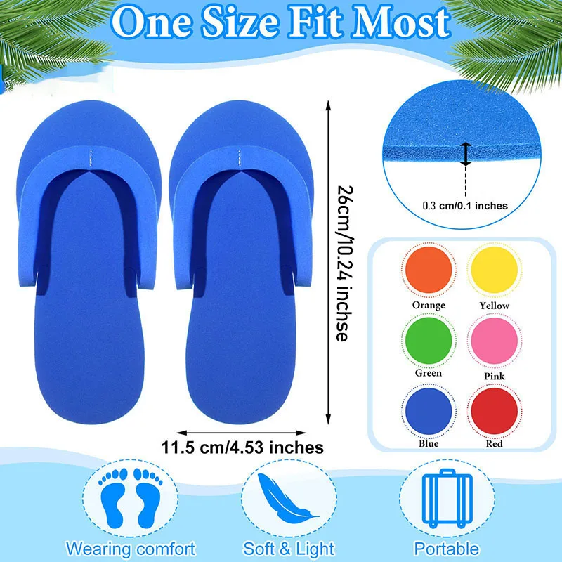Anti-Slip Pedicure Slippers Disposable Flip Flops EVA Foam Spa Slippers Multi Color Pedicure Sandals Bulk Kit Supplies Guest