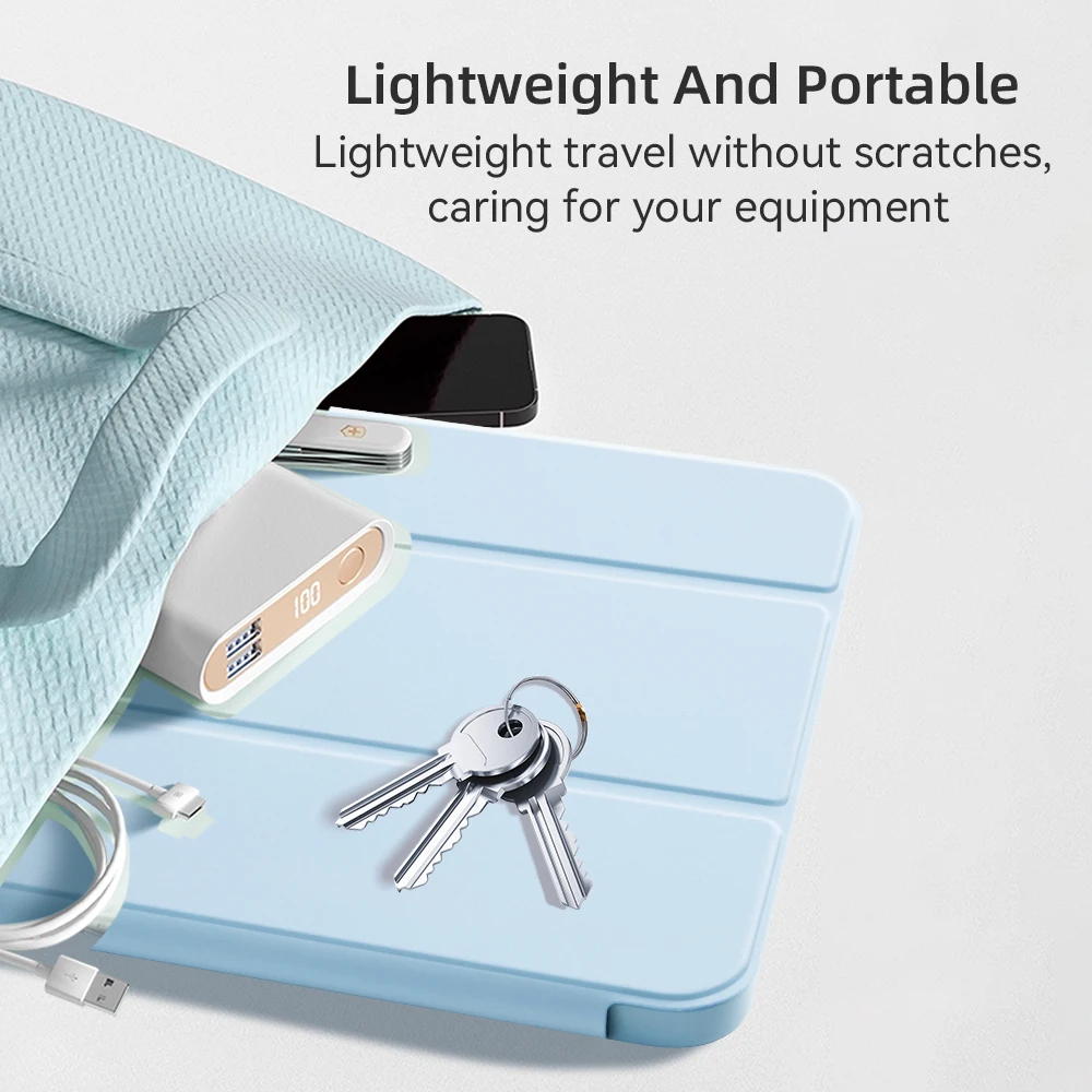 Shockproof Tablet Case with Side Pencil Holder and 3-Fold Cover
