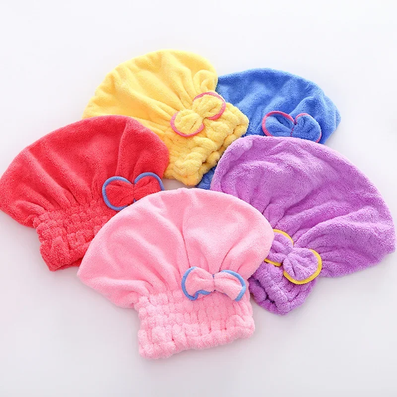 Shower Cap Shower Cap Women Hair Cap Microfibre Quick Hair Drying Bath Spa Bowknot Wrap Towel Hat for Bath Bathroom Accessories
