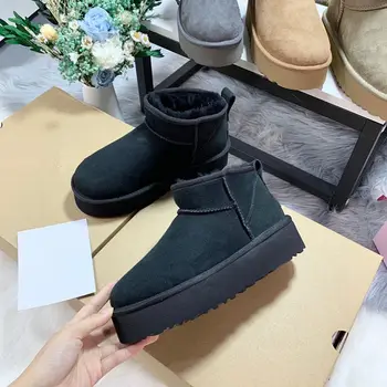 2026 Winter Boots Women's Slippers Casual Shoes Women's Platform Snow Boots Fur Luxury Men's Flat Super Slippers Zapatos Mujer