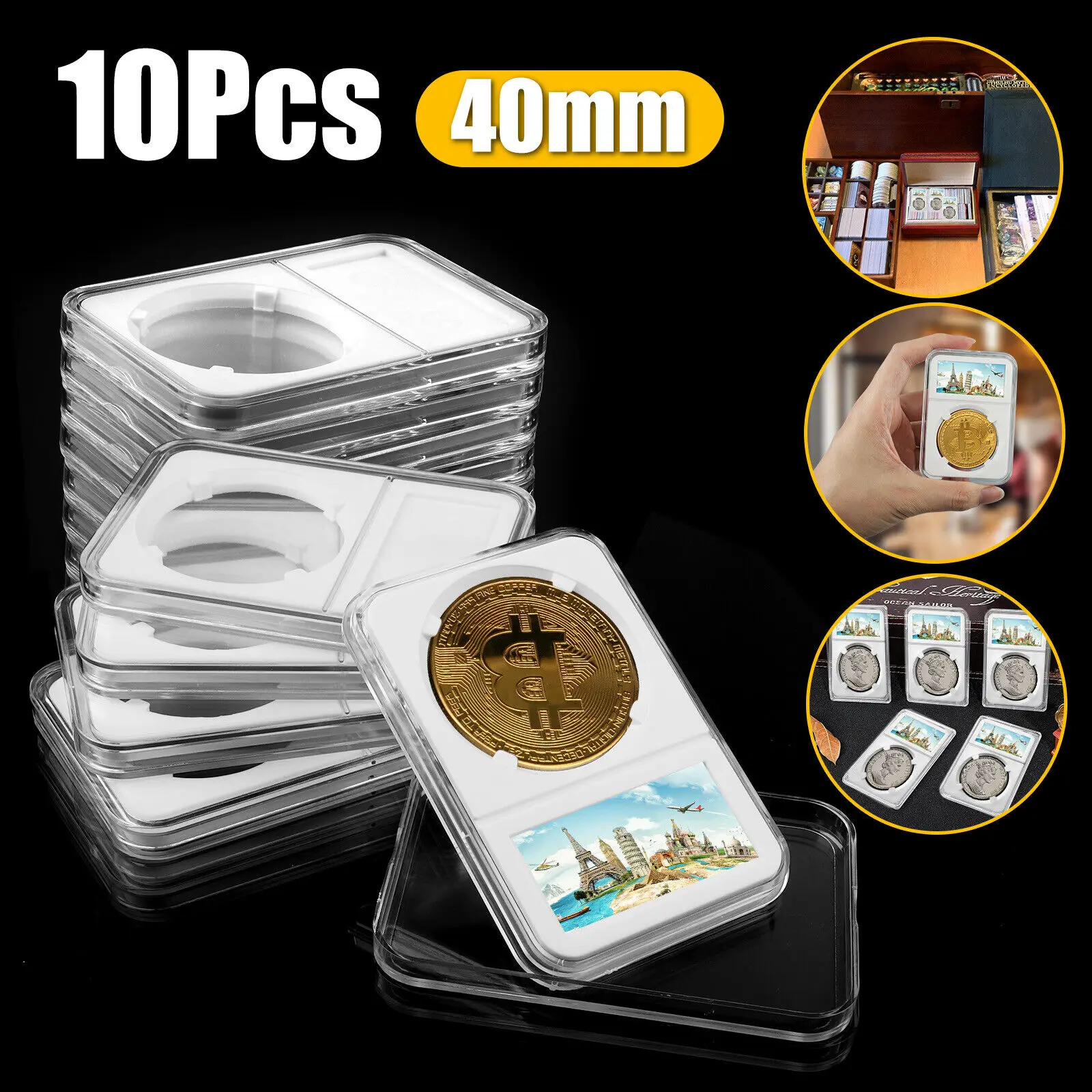 

10Pcs Coin Slab Display Holder Storage 40mm for AMERICAN SILVER EAGLE 1 Oz Coin