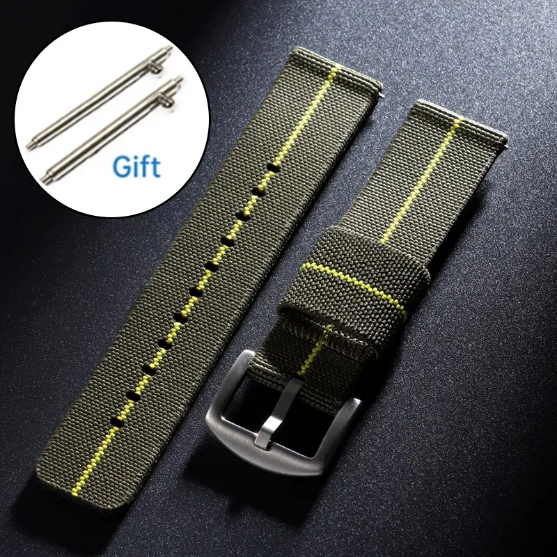 Military Style Woven Nylon Quick Release Watch Band with Black Rose Gold Buckle