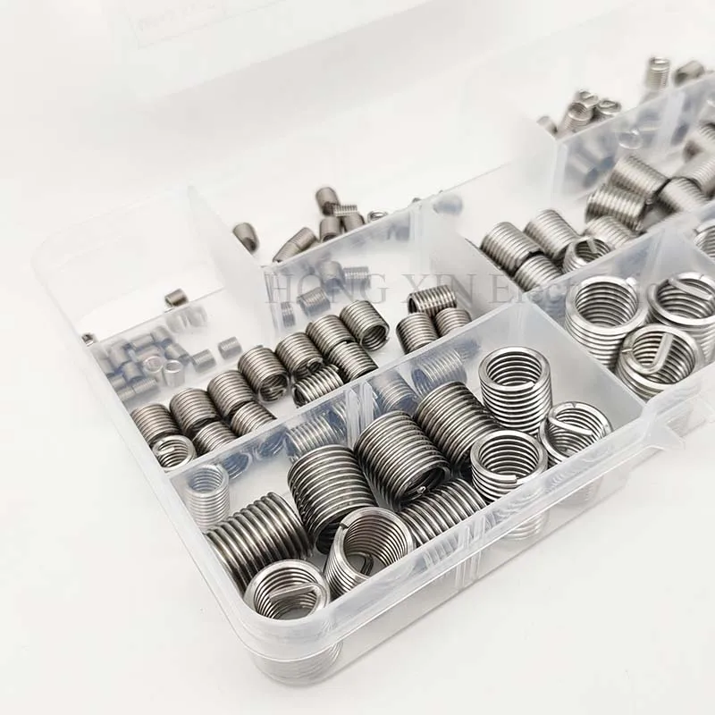 120pcs M3 M4 M 5 M6 M8 M10M12 Wire thread Inserts Steel sheath Helicoil Type Screw Repair Sleeve Assortment Kit with Plastic Box