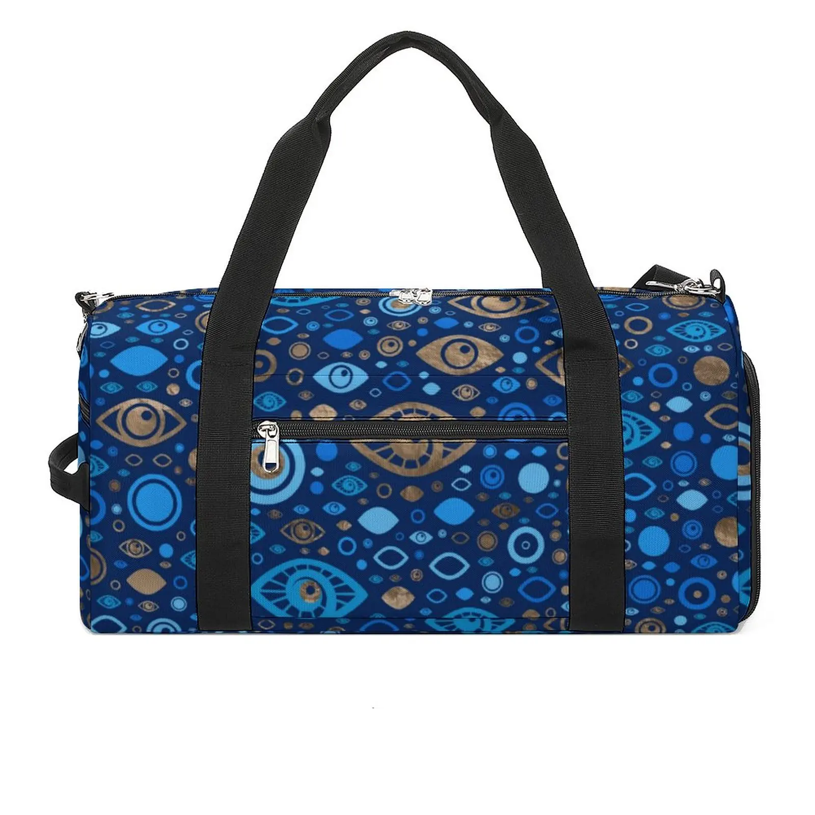 

Greek Evil Eye Gym Bag Blues and Gold Training Sports Bags Couple Custom Gym Accessories Novelty Fitness Bag Outdoor Handbags