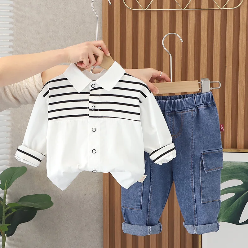 Toddler Spring Outfits Baby Boy Clothes For Kids Fashion Turndown Collar Long Sleeve Shirts And
