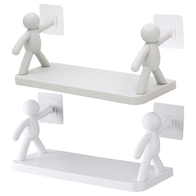 New Creative Bathroom Storage Shelves Cute White Doll Villain Shelves