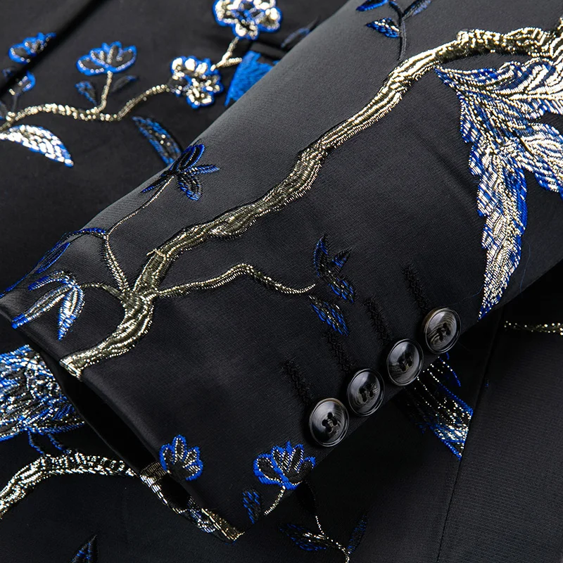 Vintage Luxury Jacquard Blazers Men Flower Slim Fit Blazer Jacket Hommes Wedding Club Party Dress Singers Costumes men suits jackets