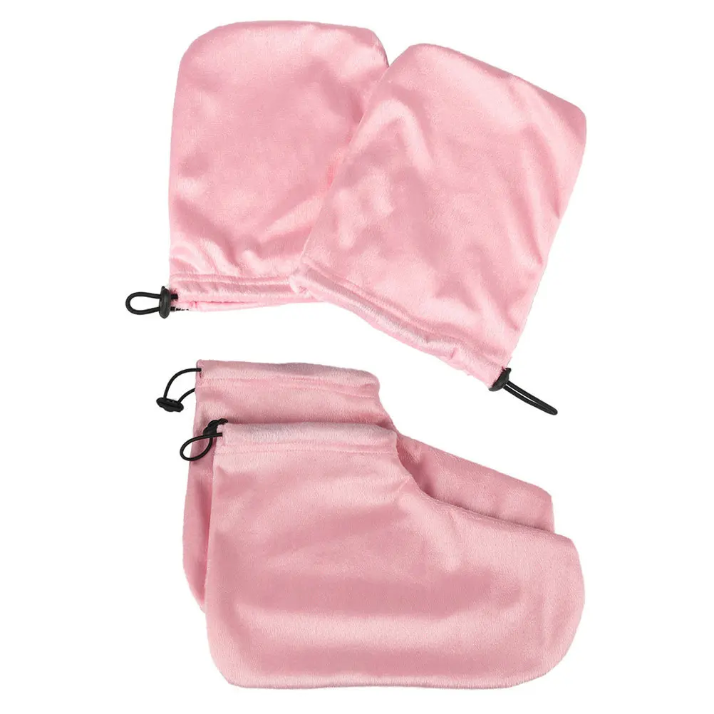 2쌍 파라핀 테라피 풋 커버 장갑 핑크 보호용 왁스 목욕 장갑 세트 핫 왁스 테라피 액세서리 홈 스파 살롱용