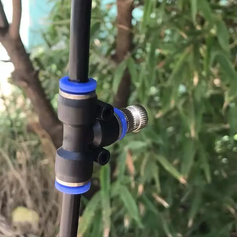 8mm Misting Fogger Nozzle 5pcs Orifice0.1mm-0.8mm with Quick Slip Lock Tee Connectors for Home Garden Irrigatiion Cooling System 5