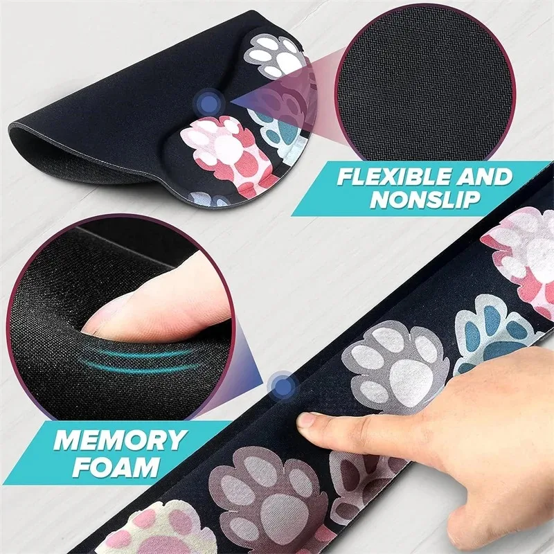 Mouse Anti-slip Pad Wrist Support Protection Cat Pattern Memory Foam Recoverable Computer Peripherals Office Supplies Mouse Pad Wrist Pad