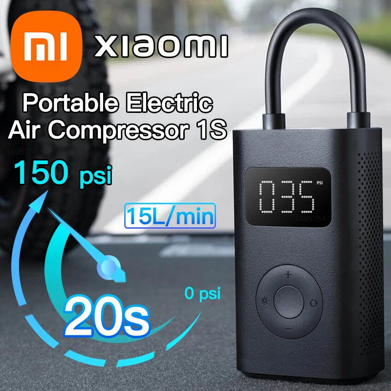 Xiaomi Portable Electric Air Compressor 1S, Portable Electric Air Inflator,  Five Different Modes, Fast Precise Inflation For Bicycle Motorcycle Car