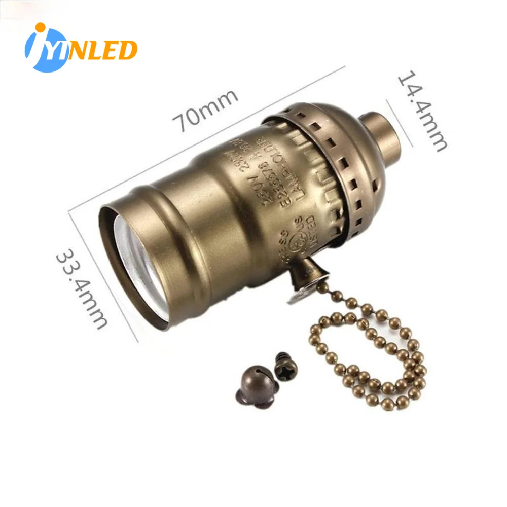 1/5PCS Vintage E27 Aluminum Retro Antique Lamp Base Holder Screw Aluminum Shell Bulb Light Screw Socket with Switch 110V/220V t28 led bulb e27 300mm edison bulb flute tube test tube antique lamp modeling lamp led filament lamp z shaped filament