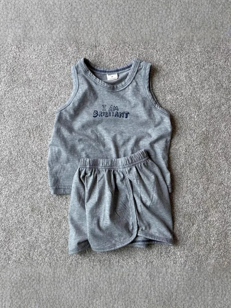 2025 Summer New Baby Sleeveless Clothes Set Infant Girl Cotton Letter Print Vest + Shorts 2pcs Suit Toddler Boy Outfits