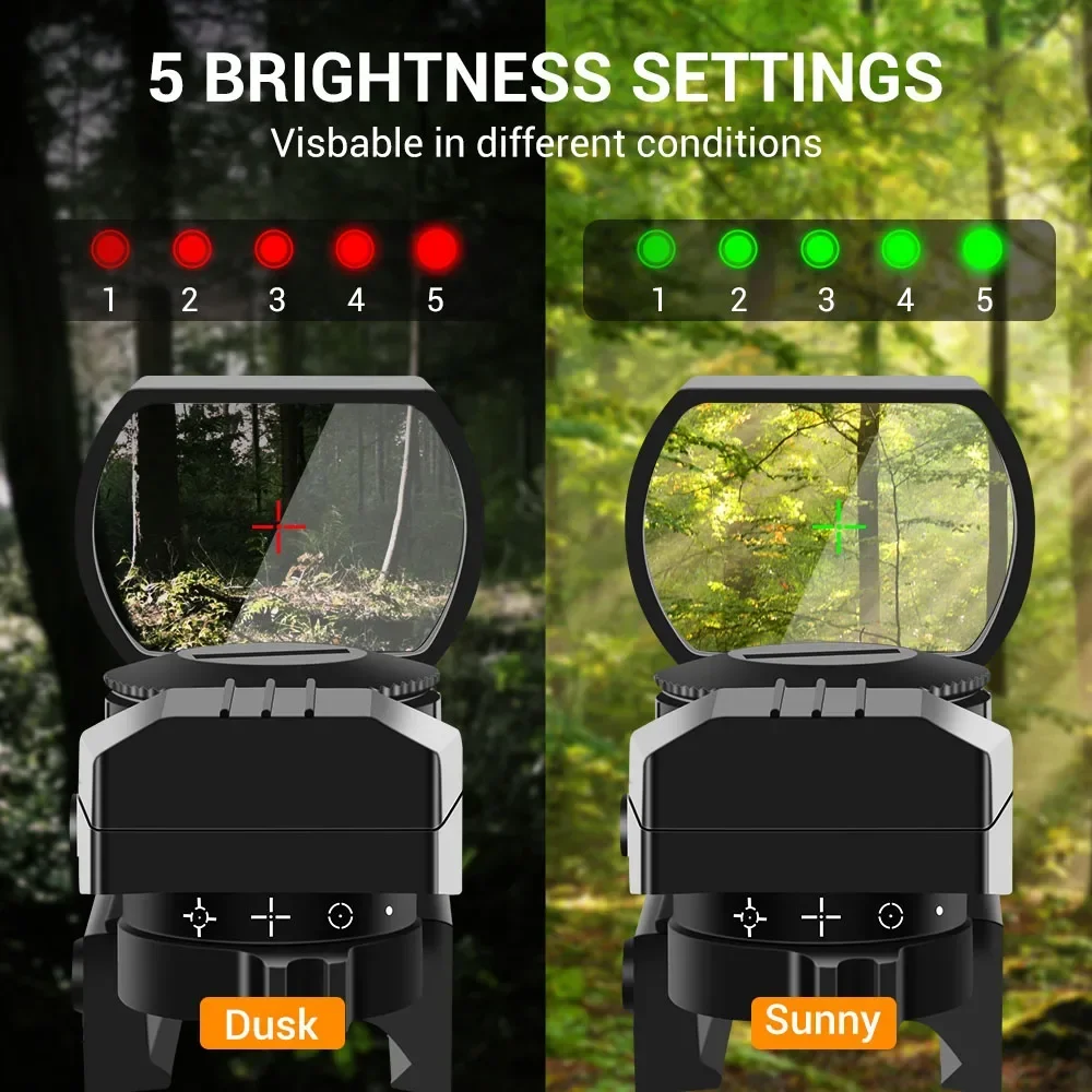 Tactical Riflescope Hunting Optics Red Green Projected Dot Sight Reflex 4 Reticle Scope Collimator Sight for 20mm Rail