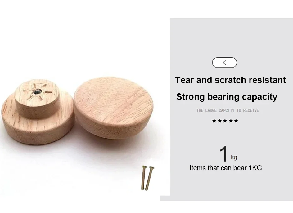 Description Picture 5 of item10 Round Wooden Cabinet Knobs Unfinished Wood cupboard Furniture Drawer Pulls Handles with Screws for Wardrobe Dresser Closet