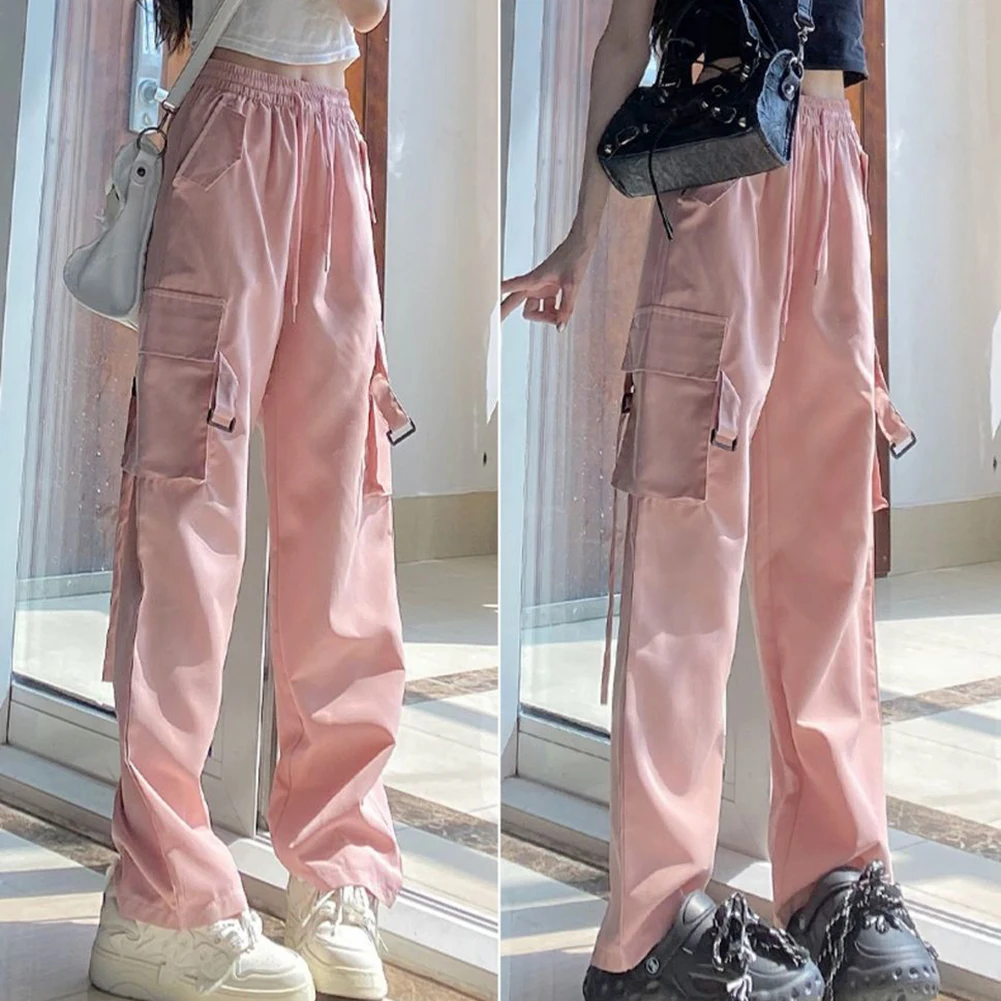 

Thin Cargo Pants Cargo Pants Casual Wide Leg Daily Leisure Wide Legs Female Women High Waist Medium Elasticity