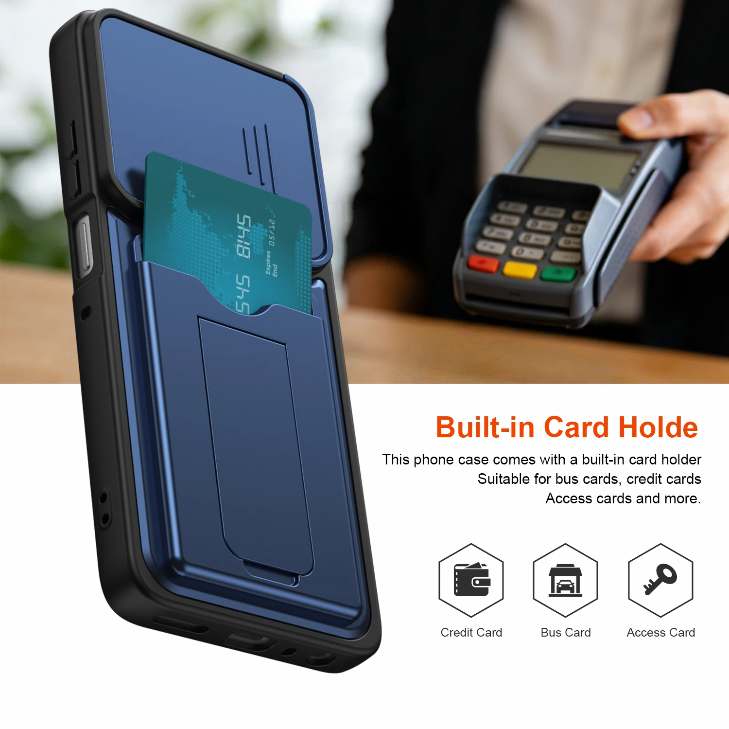 Lens Camera Card Holder Wallet Stand Phone Case Cover