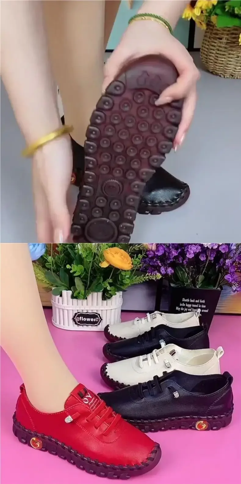 Mocassins en cuir à lacets et semelle souple pour femme