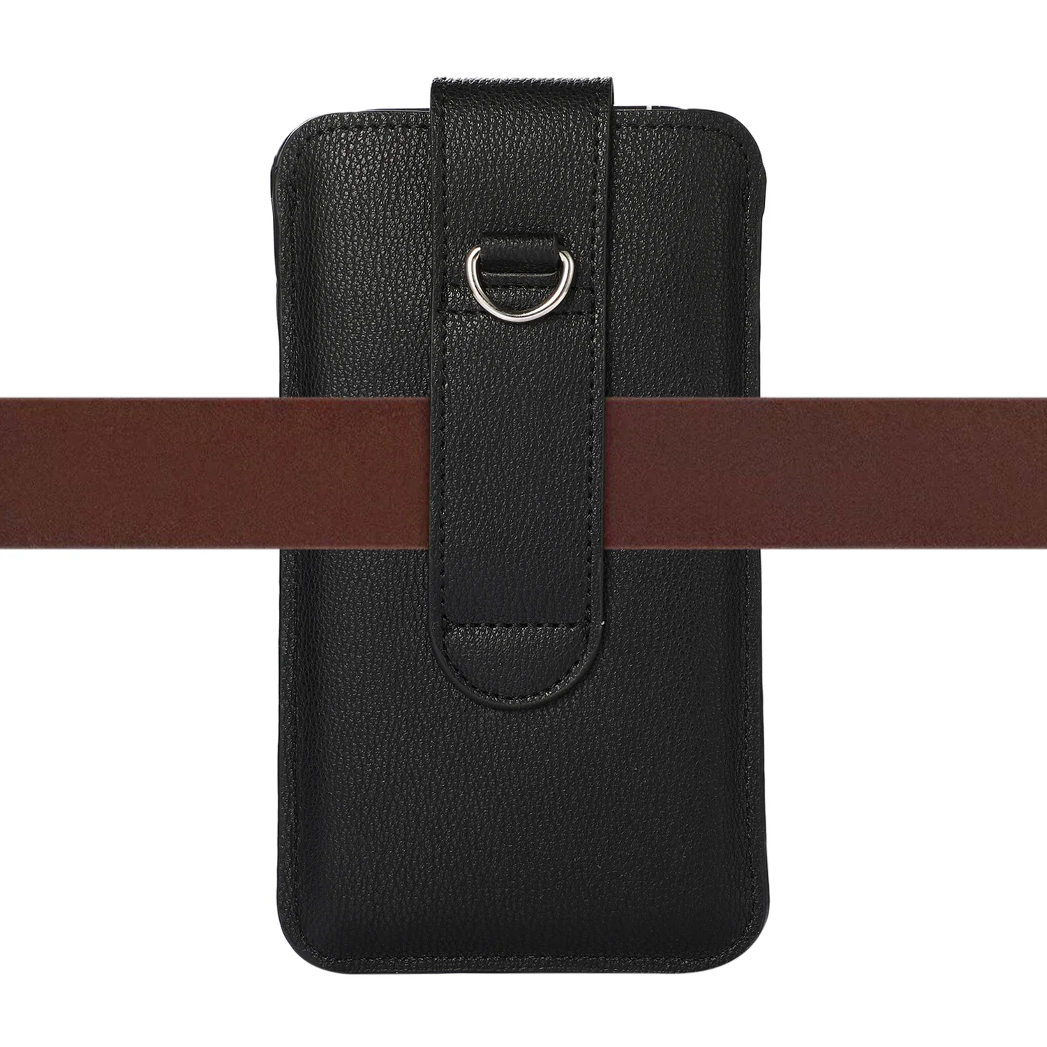 Premium PU Leather Phone Pouch with Belt Clip and Keychain