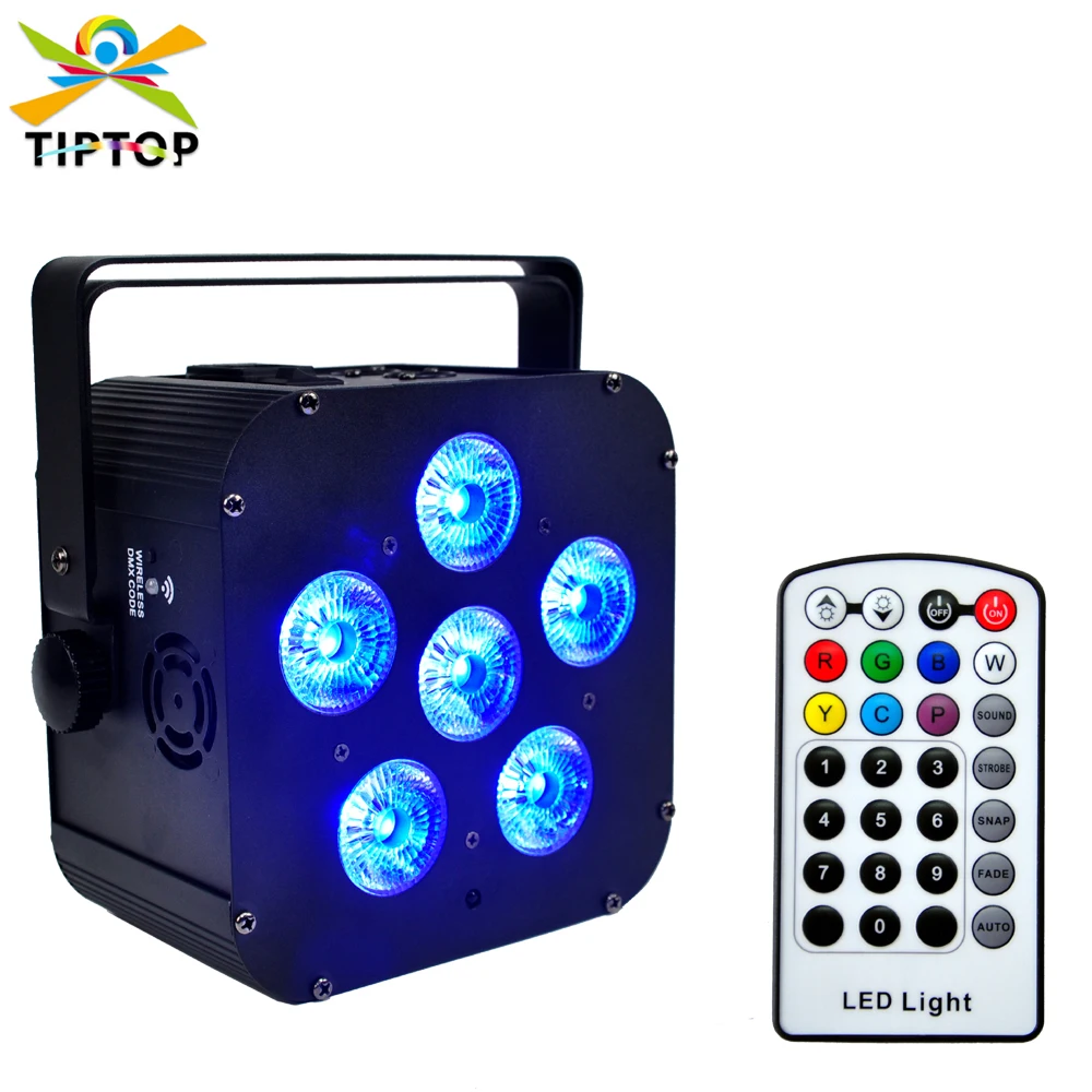 

TIPTOP TP-B0618F 6x18W Rgbaw+UV 6in1 Battery Power Wireless DMX LED Par Light for Stage Lighting Infrared Controller CE ROHS