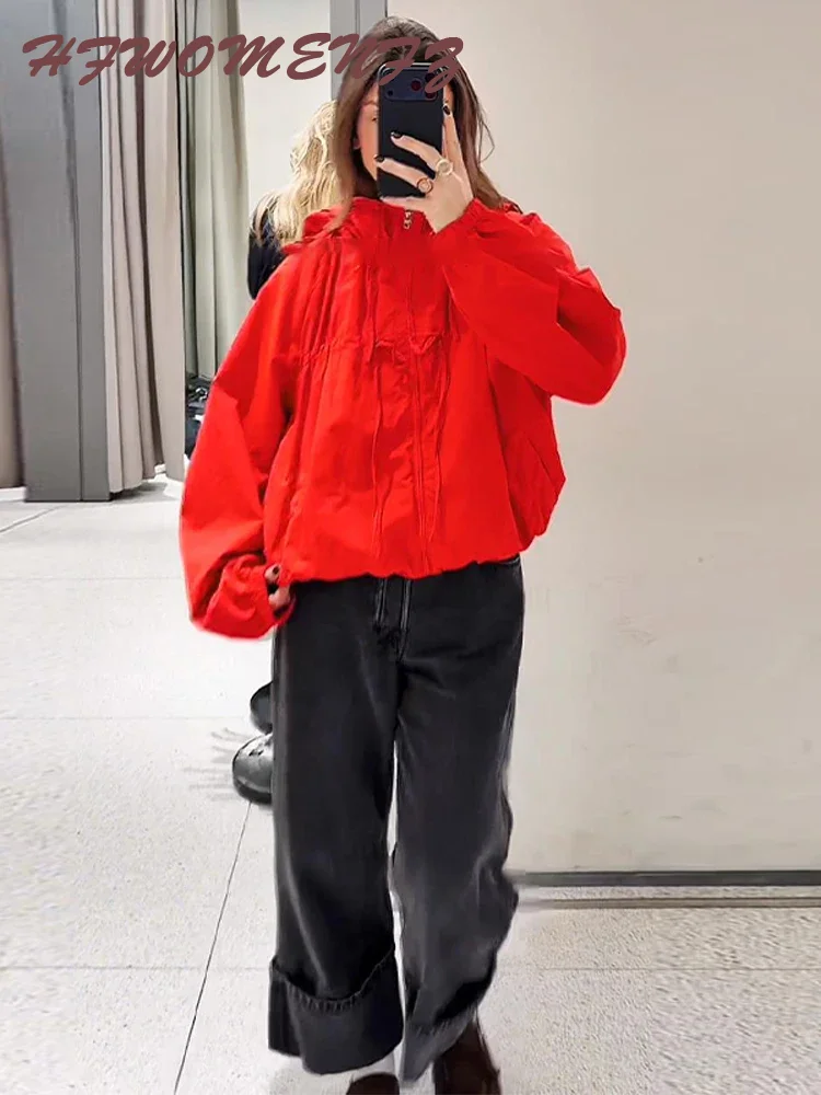 Chic Hooded Lace-Up Zipper Jacket Women