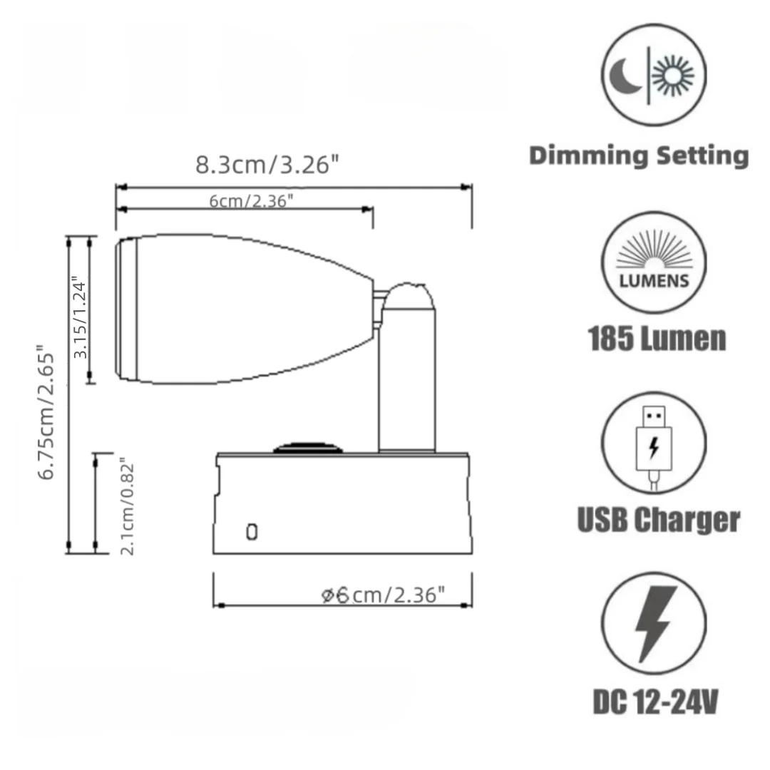 RV 12V Spotlight 2 PCS Touch Switch Dimmable Type-C fast charging Bedside Reading Light for RV, Boat, Yacht, Caravan Motorhome