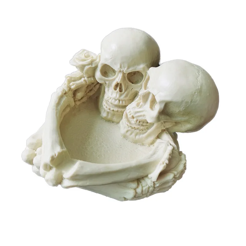 

Hot Couple Skull Ashtray Silicone Mold Fondant Candle Aroma Stone Ornaments Mold For Pastry Cupcake Decorating Homemade crafts