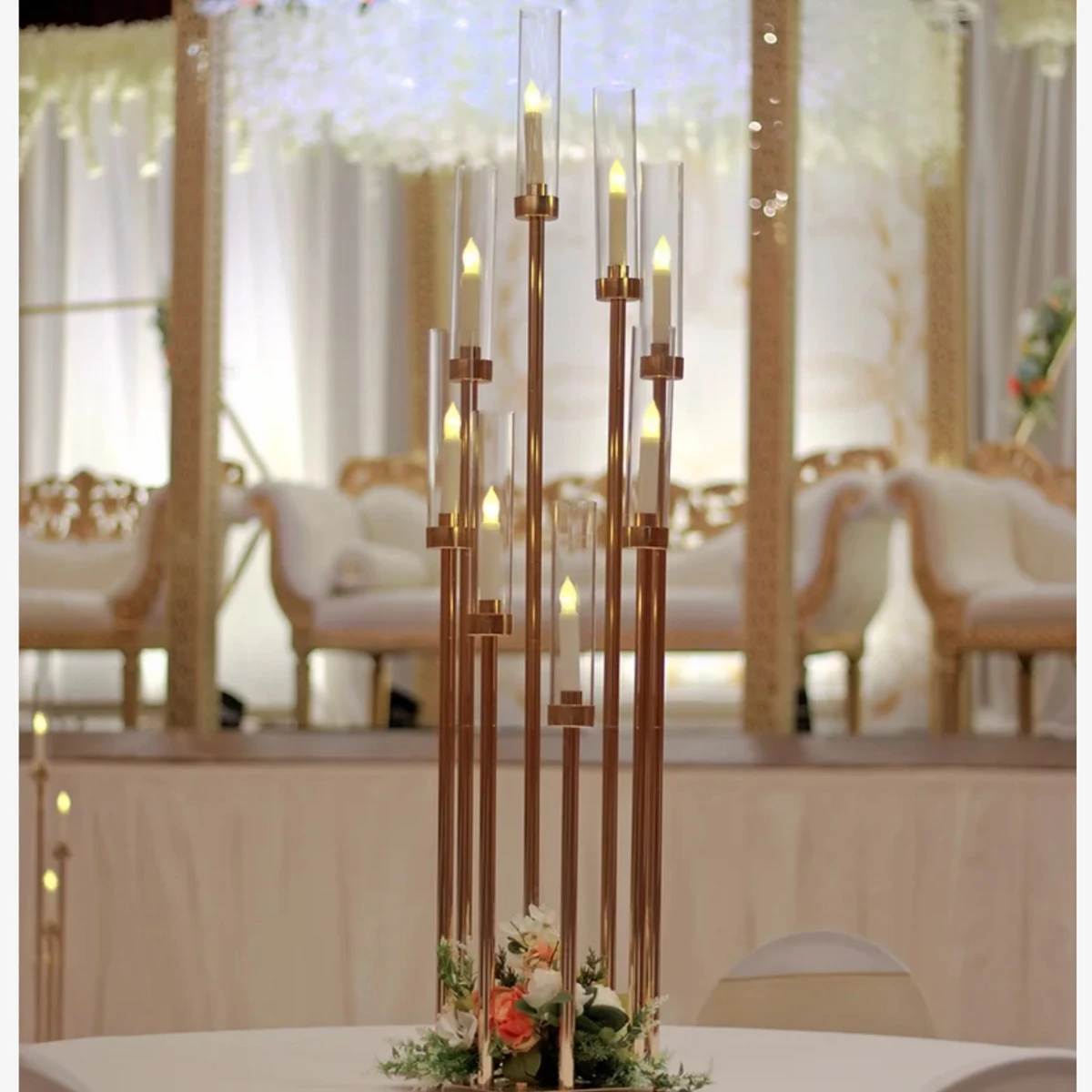 10pcs) European Wedding Table Gold Metal Candle Holder Tall Floor Candelabra Centerpiece 1845