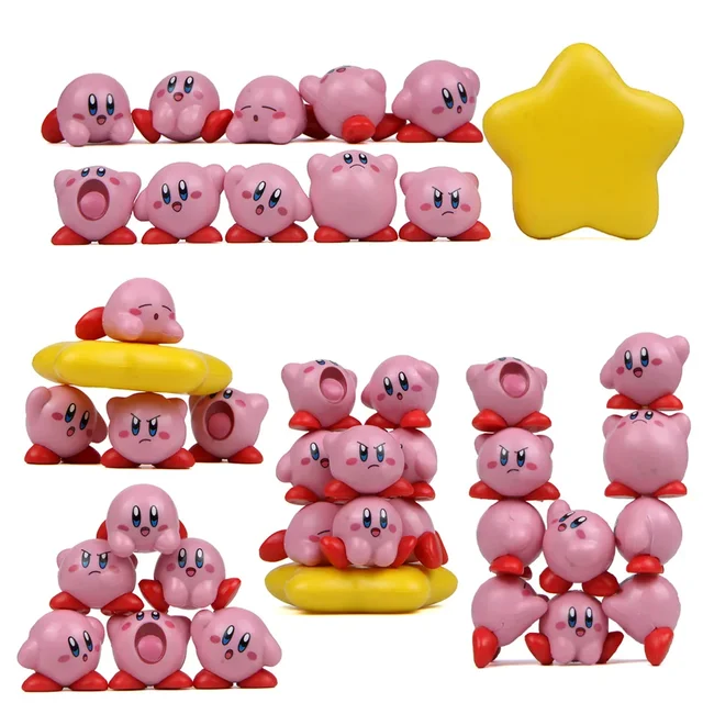 11 Pcs/Set Mini Kirby Action Figures Kids Toys Anime Kawaii Stackable Collection PVC Model Cute Christmas Gifts for Children 2