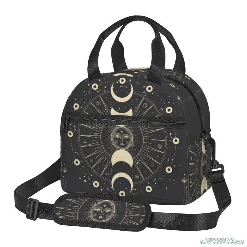 Moon Star Mystic Sun Astrology Tarot Goth Insulated Lunch Bag