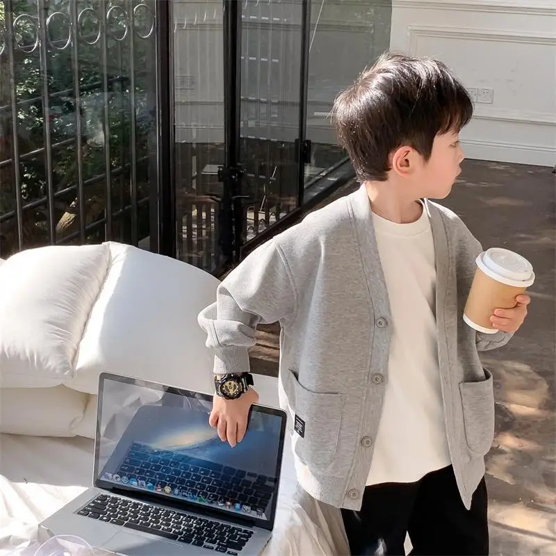 Baby Boys Cardigan Jackets Spring Autumn Soft Casual Coats Fashion Kids Children Brithday Clothes Tops Costume 2-12Y