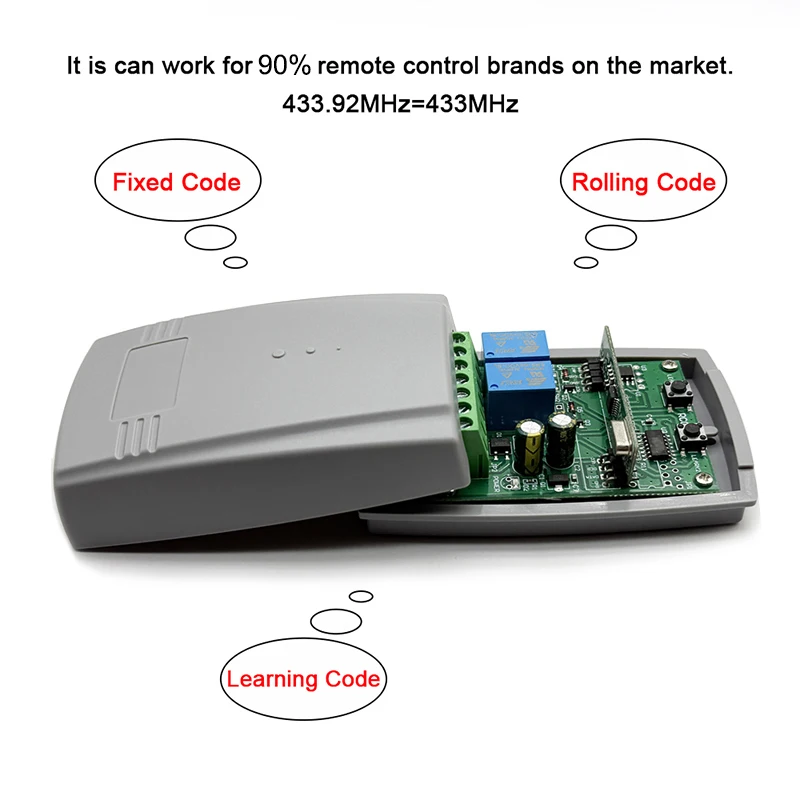 12V-24V Garage Door Receiver Transmitter 433.92MHz Fixed Rolling Code Remote Control Switch for Garage Door Motor garage remote control