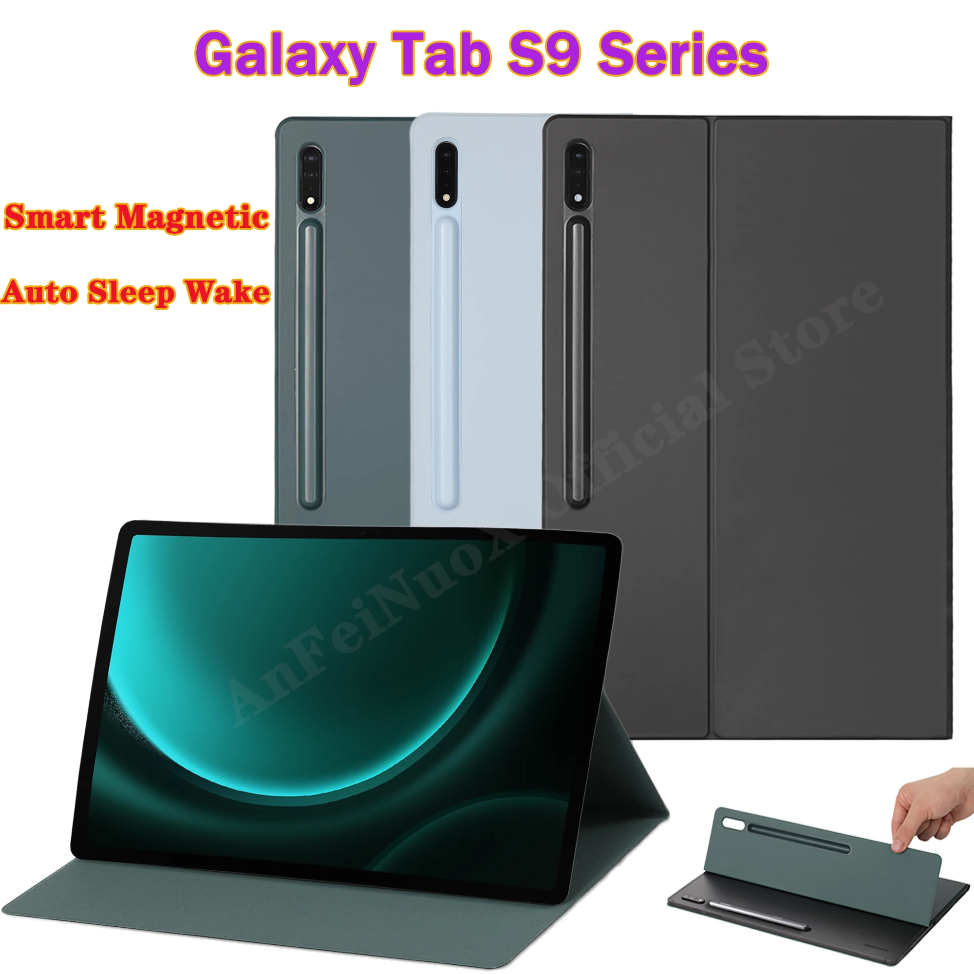 Capa Magnética com Suporte para Lápis Capa para Samsung Galaxy Tab s9 fe Plus s9 Ultra Auto Dormir Wake