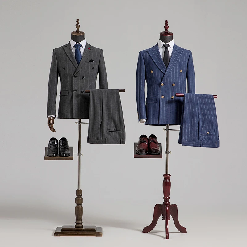 

3 in 1 Fabric Cover Male Half-body Mannequin with Wooden Base for Wedding Suit Clothing Display Dummy Model Dress Form
