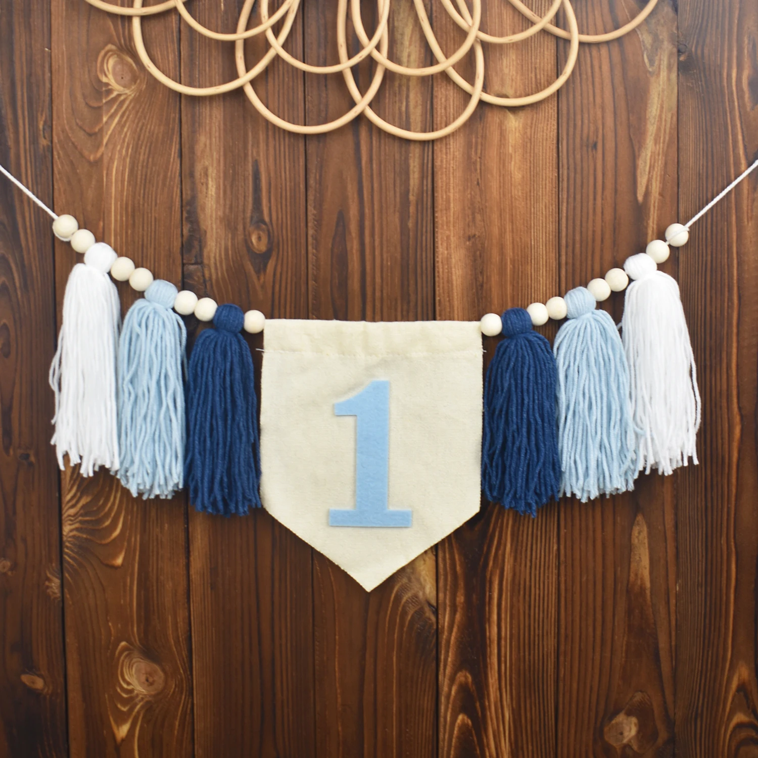 Description Picture 6 of item1pc 1st Birthday High Chair Banner Handmade Boho Yarn Tassel Banner First Birthday Party Decoration Supplies for Girls and Boys