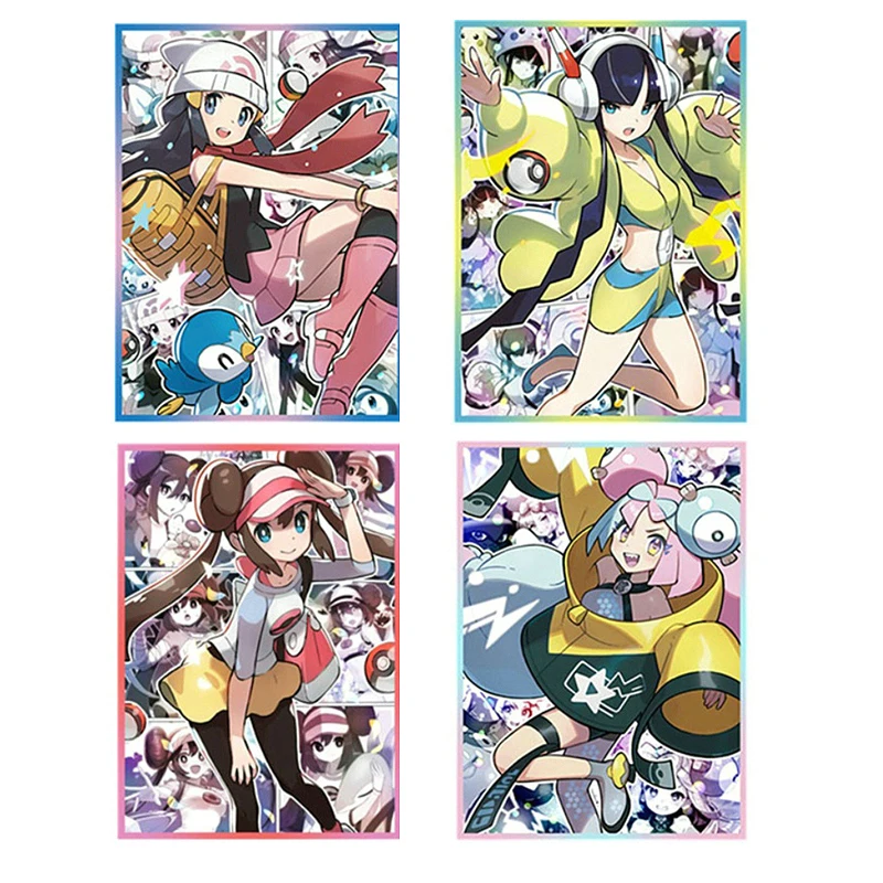 

Diy Self Made 60Pcs/set 67X92Mm Pokemon Dawn Elesa Rosa Iono Card Cover Ptcg Color Flash Craft Collection Card Cover