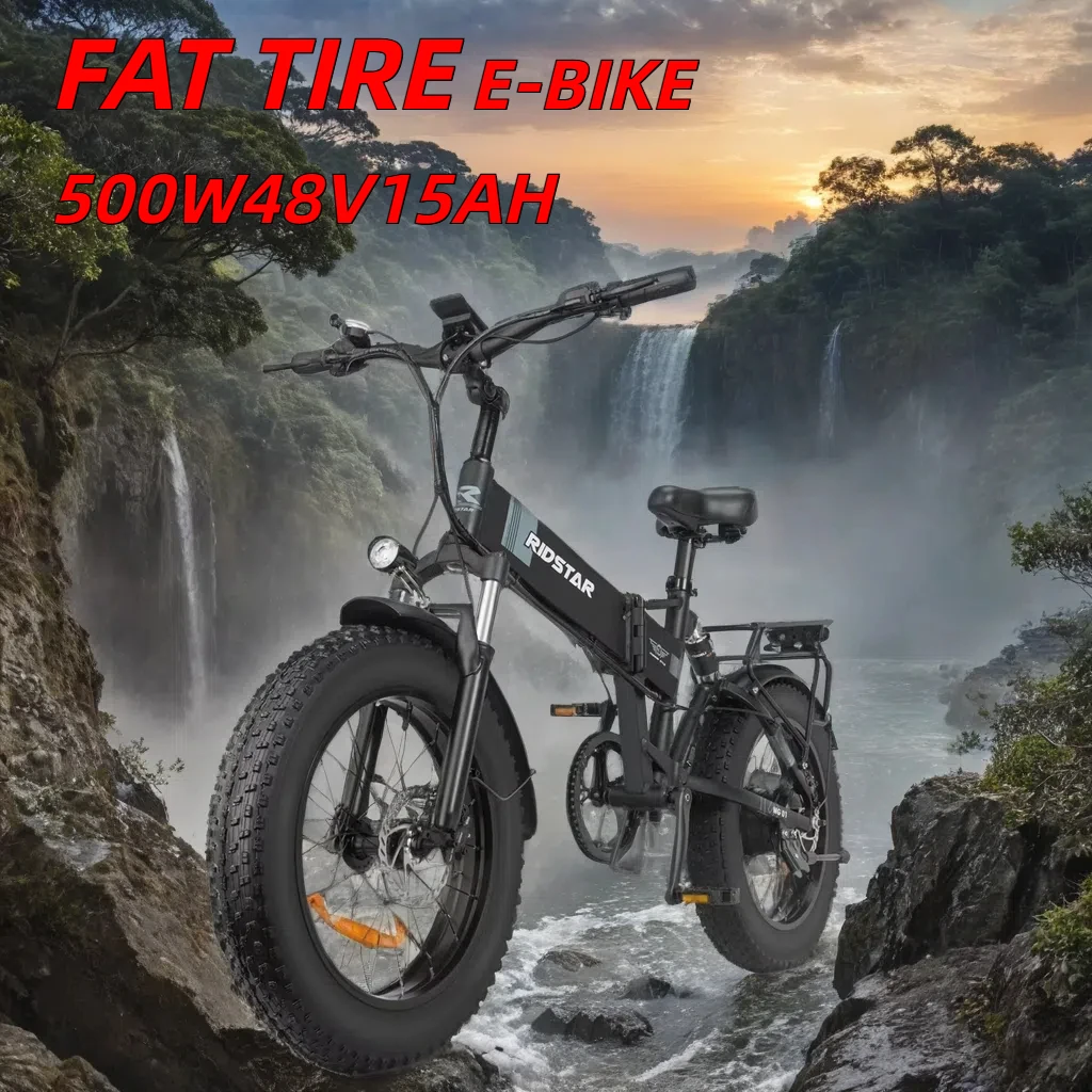 Ridstar G20 Electric Bicycle 500W48V15AH Fat Tire Mountain 20*4.0 Inch Electric Bike Beach Cycling Folding Back Seat E bike