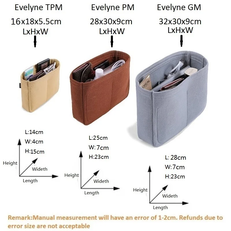 Insert Bag Felt Makeup Organizer Bag Inner Purse Portable Base Shaper Fits For H Evelyne 16 29 33