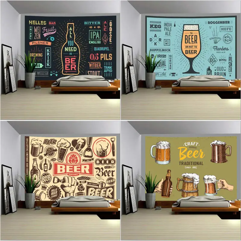 

Vintage Beer Tapestry Aesthetic Beer Make Everyting Best Wall Hanging Bar Restaurant Wall Tapestry Bed Home Room Decor 150x200