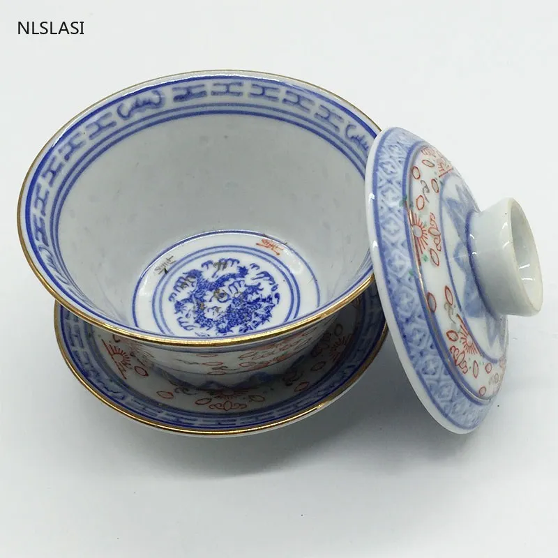 Jingdezhen Ceramic Gaiwan Retro Teacup handmade Tea tureen Bowl Chinese Teaware Accessories Drinkware Personal Cup 150ml