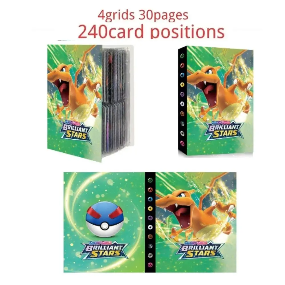 240PCS Pok &eacute; mon Cards Album Book Cartoon Anime Charizard Pikachu Game Card VMAX GX EX Holder Collection Binder Folder Toy Gift