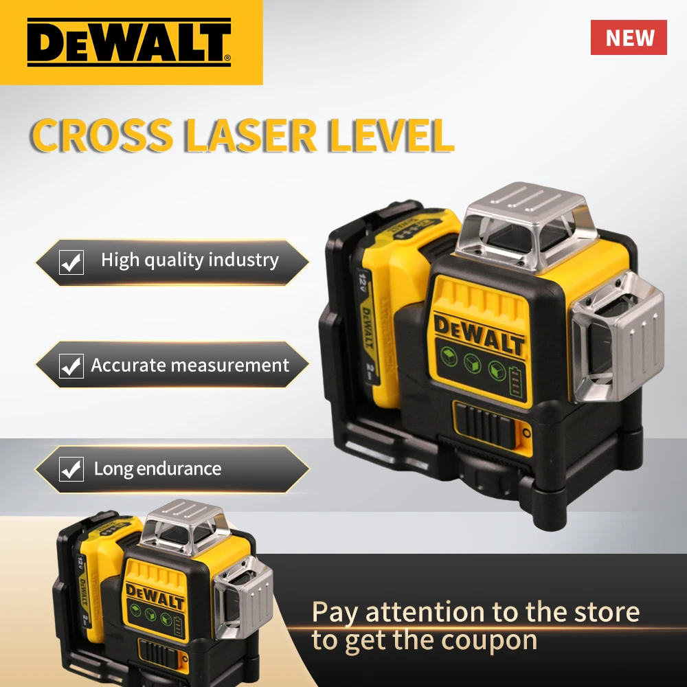 DEWALT DW089LG  Laser Level 3 Sides*360 Degree Vertical Lines Laser Level Horizontal Green Light Level Meter Outdoor 12V Battery 4