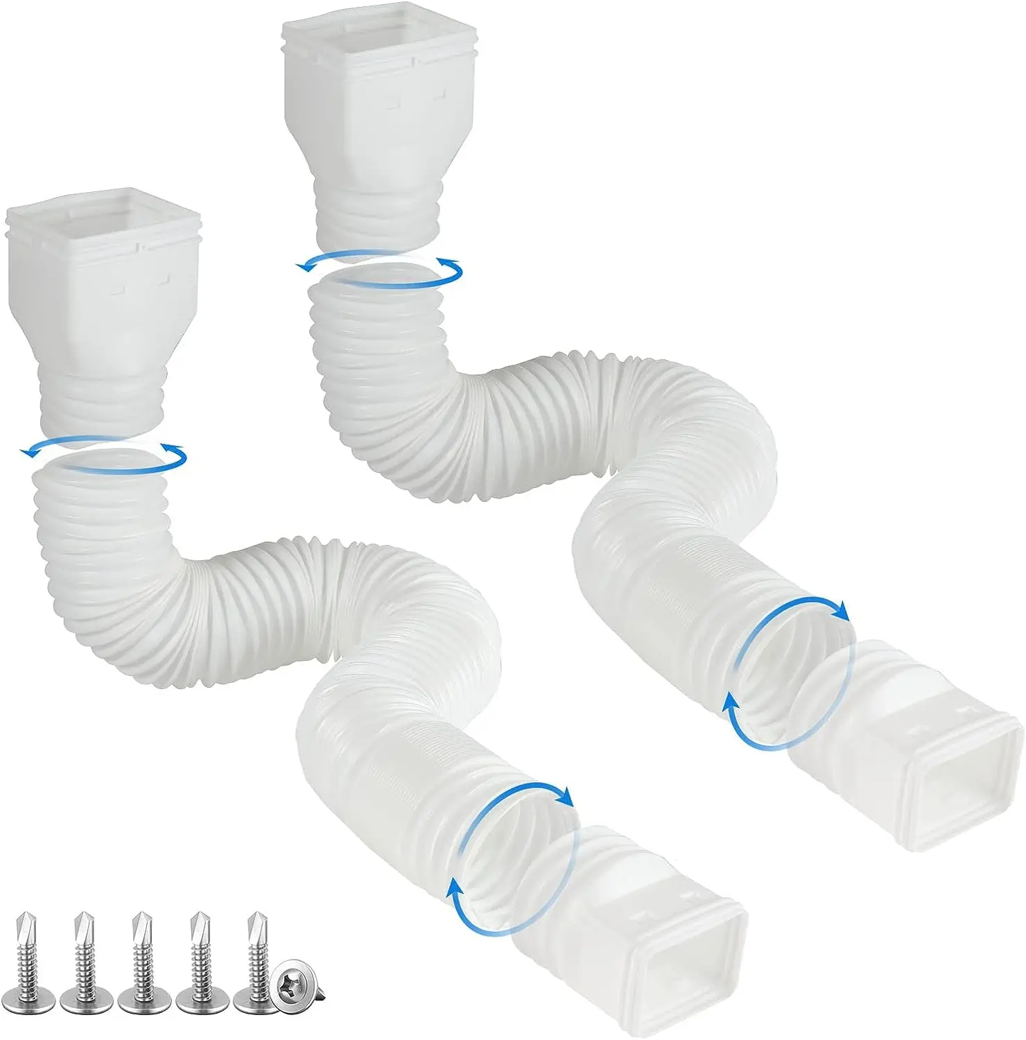 White-2pack Rain Gutter Downspout Extensions Flexible Drain Downspout Extender Down Spout Drain Extender Gutter Connector